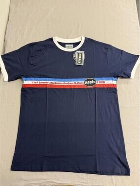 Oasis Band Shirt Ringer Navy Tee 1996 Retro / Official - XL